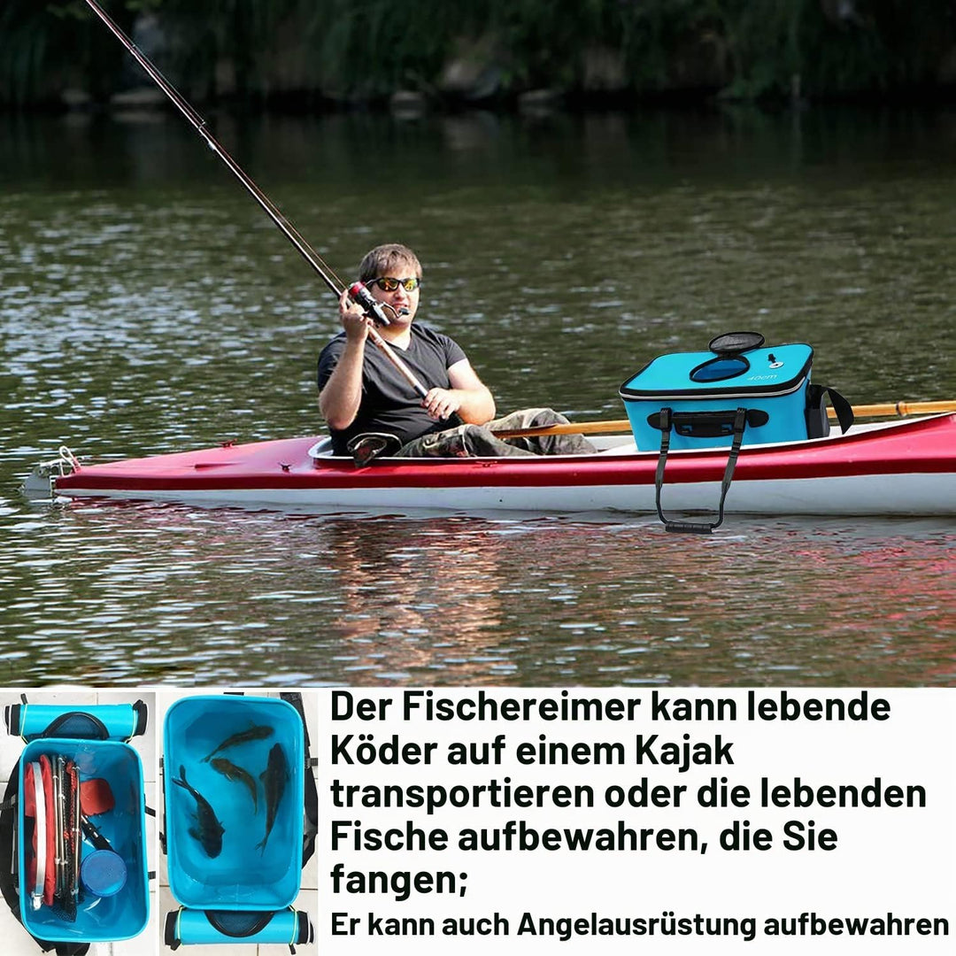 MMSGA Angeleimer, 23L/30L/38L Tragbarer Faltbarer Angelköder-Eimer，Multifunktionaler Behälter für le