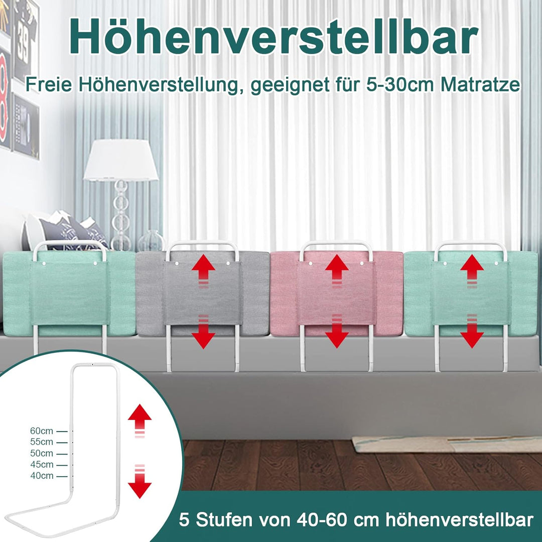YRHome Bettschutzgitter Bettgitter für Kinder, 60cm 5-Loch Höhenverstellbar,Rausfallschutz,Absturzsi