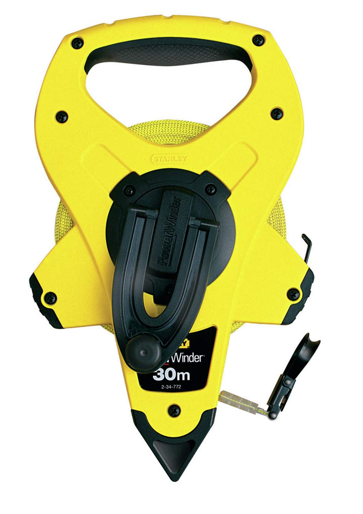 Stanley Rahmenbandmass Power Winder Fiberglas (30 m Länge,ergonomisch, Genauigkeitsklasse III) 2-34-