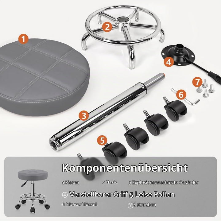 KKTONER Rollhocker mit Pedal (Grau), Grau