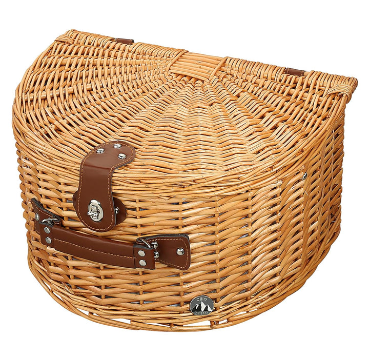cilio Picknick-Korb SALINA, Für 4 Personen, Geflochtener Korb mit Deckel, Picknickkorb mit Kühlfach