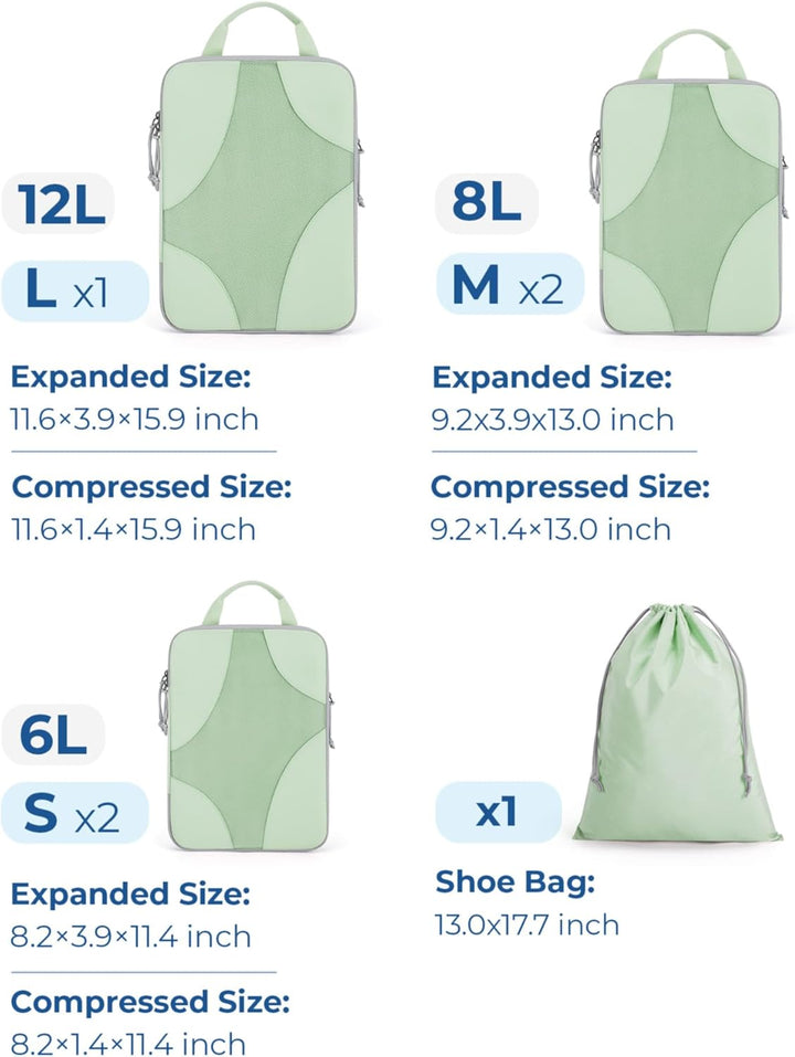 BAGSMART Packing Cubes Compression 6 Stück, Rucksack Koffer Organizer Packtaschen, Reise Kompression