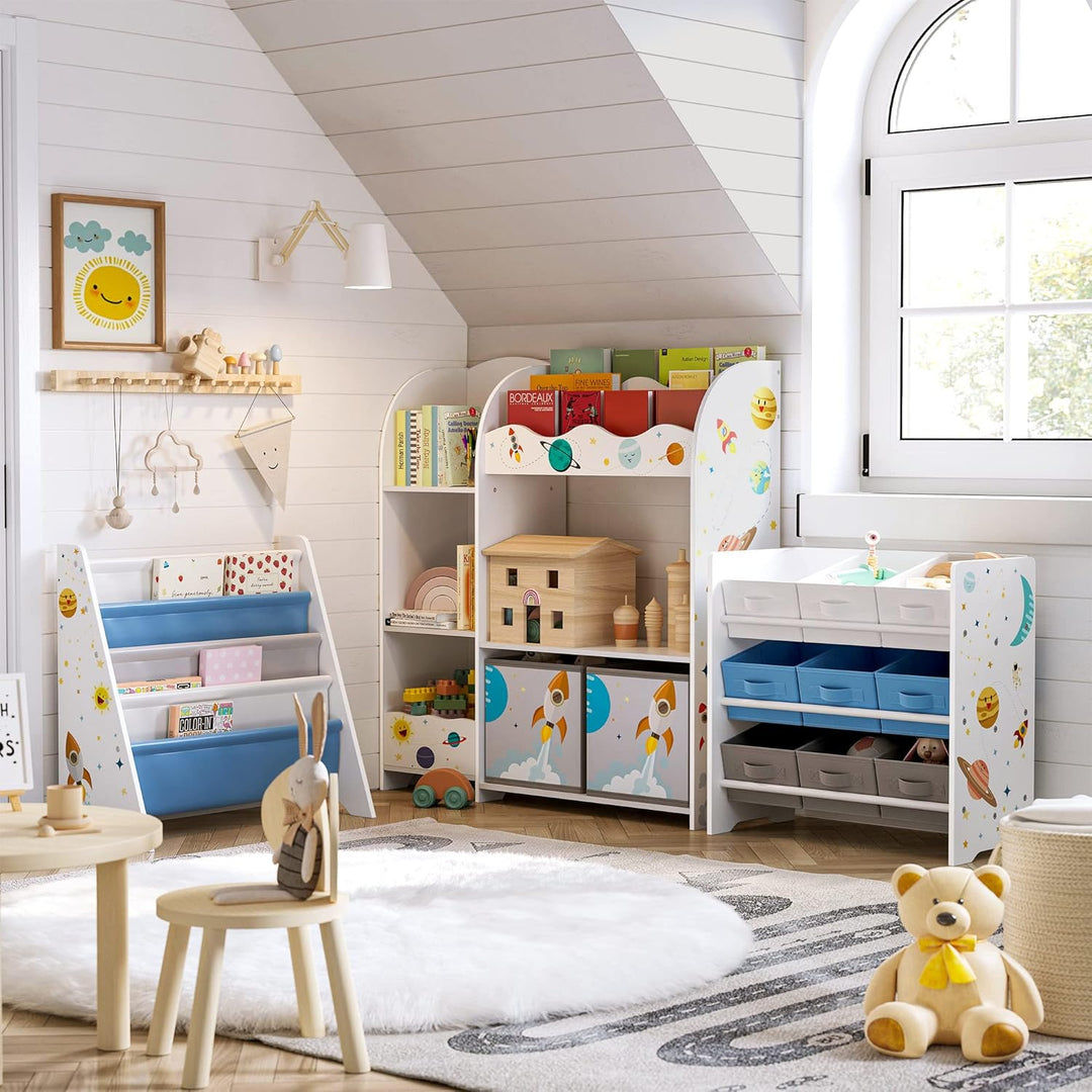 SONGMICS Kinderzimmerregal, Spielzeug-Organizer, Bücherregal für Kinder, multifunktionale Ablage mit