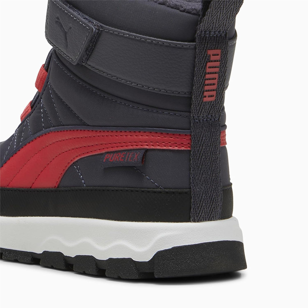 PUMA Unisex Kinder Evolve Boot Puretex Ac+ps Sneaker, Galactic Gray Tart Cherry Puma Black