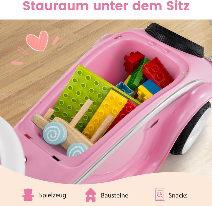 GOPLUS Kinder Rutschauto, Retro Classic Schiebeauto, Kinder Rutschfahrzeug mit Lenkrad, Hupe, LED-Sc