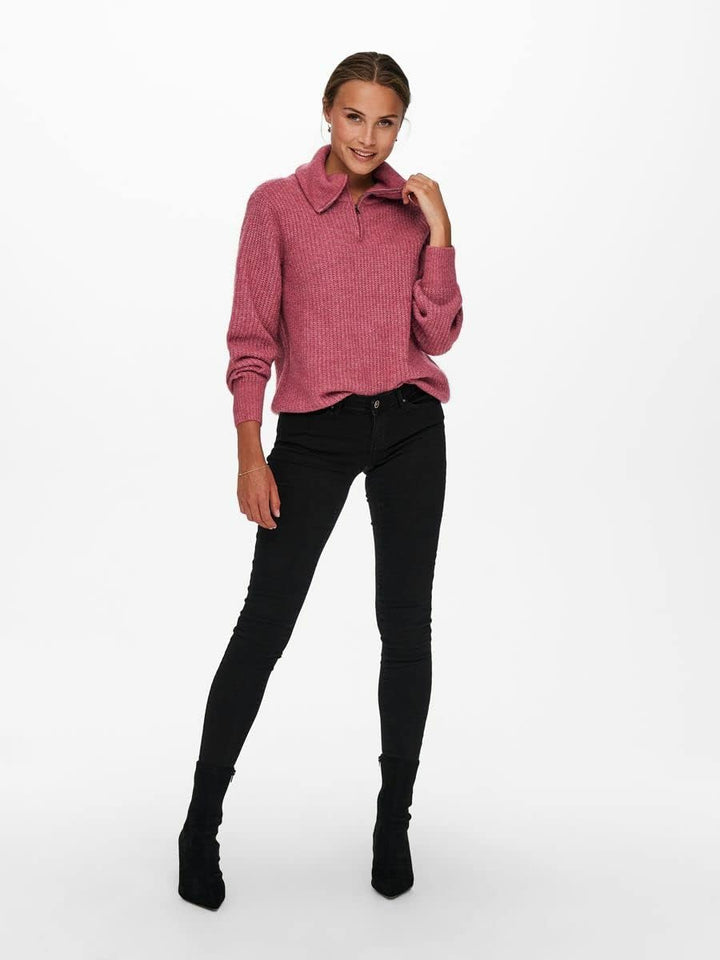 ONLY Damen Onlkarinna L/S Zip Ex KNT Pullover XS Mauvewood/Detail:w. Melange, XS Mauvewood/Detail:w.