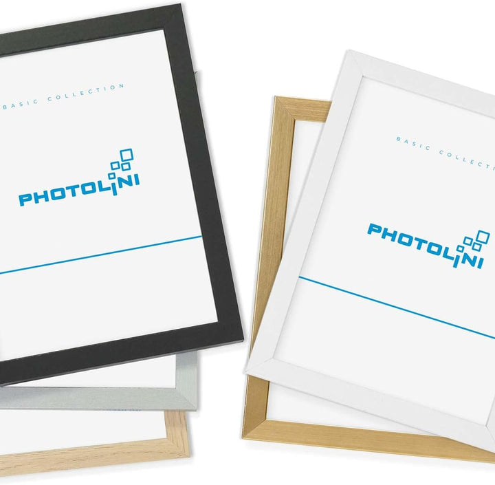 PHOTOLINI Bilderrahmen 30x30 cm Weiss MDF-Holz, 3er Set Posterrahmen, bruchsicheres Acrylglas, zum A