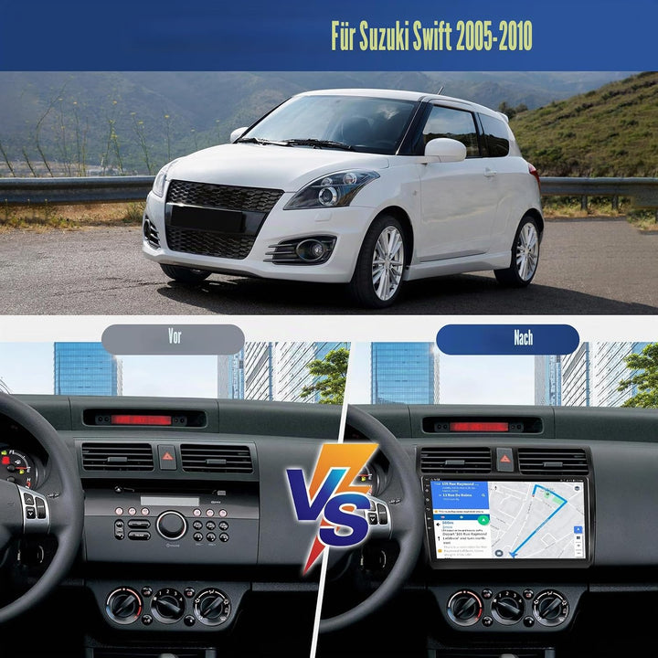 CAMECHO 2+64G Android 15 Autoradio 10 Zoll für Suzuki Swift 2005-2010 mit Wireless Carplay Android A