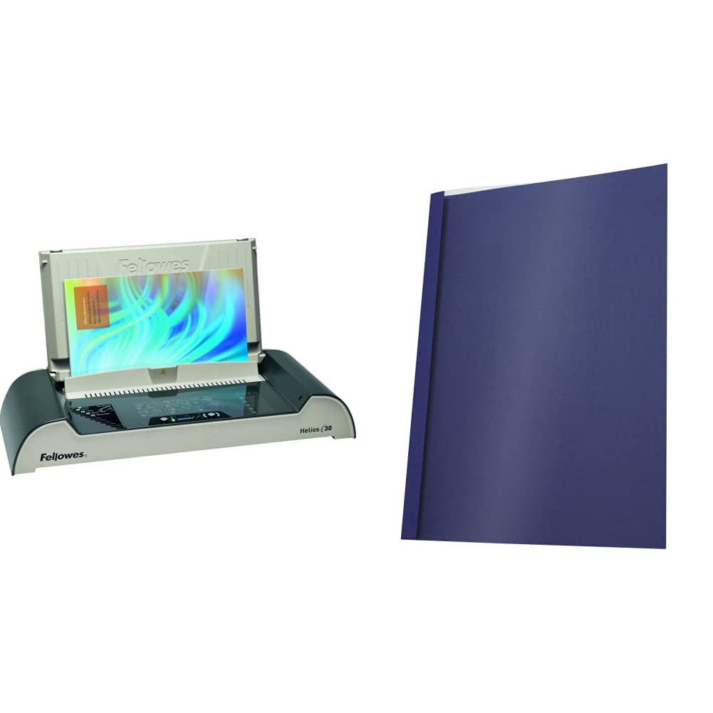 Fellowes 5641001 Büro Thermobindegerät Helios 30 platin/schwarz & Pavo Thermo-bindemappen A4, Rücken