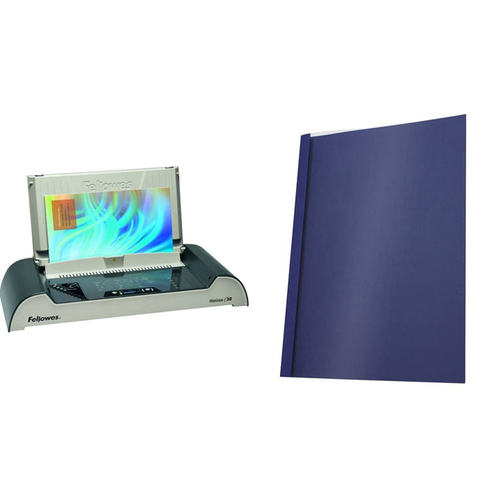 Fellowes 5641001 Büro Thermobindegerät Helios 30 platin/schwarz & Pavo Thermo-bindemappen A4, Rücken