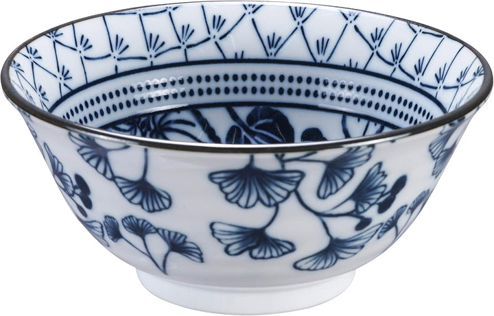 TOKYO design studio Flora Japonica 4-er Schalen-Set blau-weiss, Ø 14,8 cm, 7 cm hoch, ca. 500 ml, as