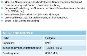 Becker SunWindControl SWC510 Sonnen-Wind-Sensor mit integriertem Funkempfänger
