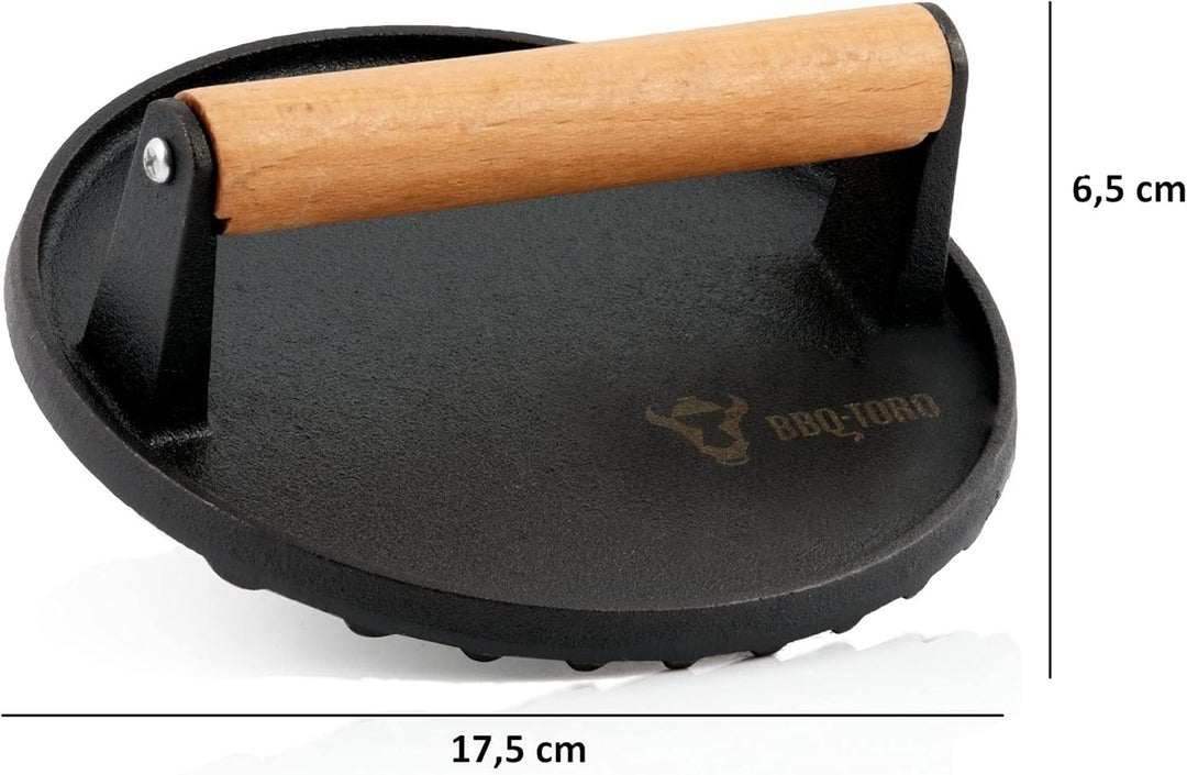 BBQ-Toro Edelstahl Wärmeglocke mit Gusseisen Fleischbeschwerer | Ø 31,5 cm | Burger Glocke mit Fleis