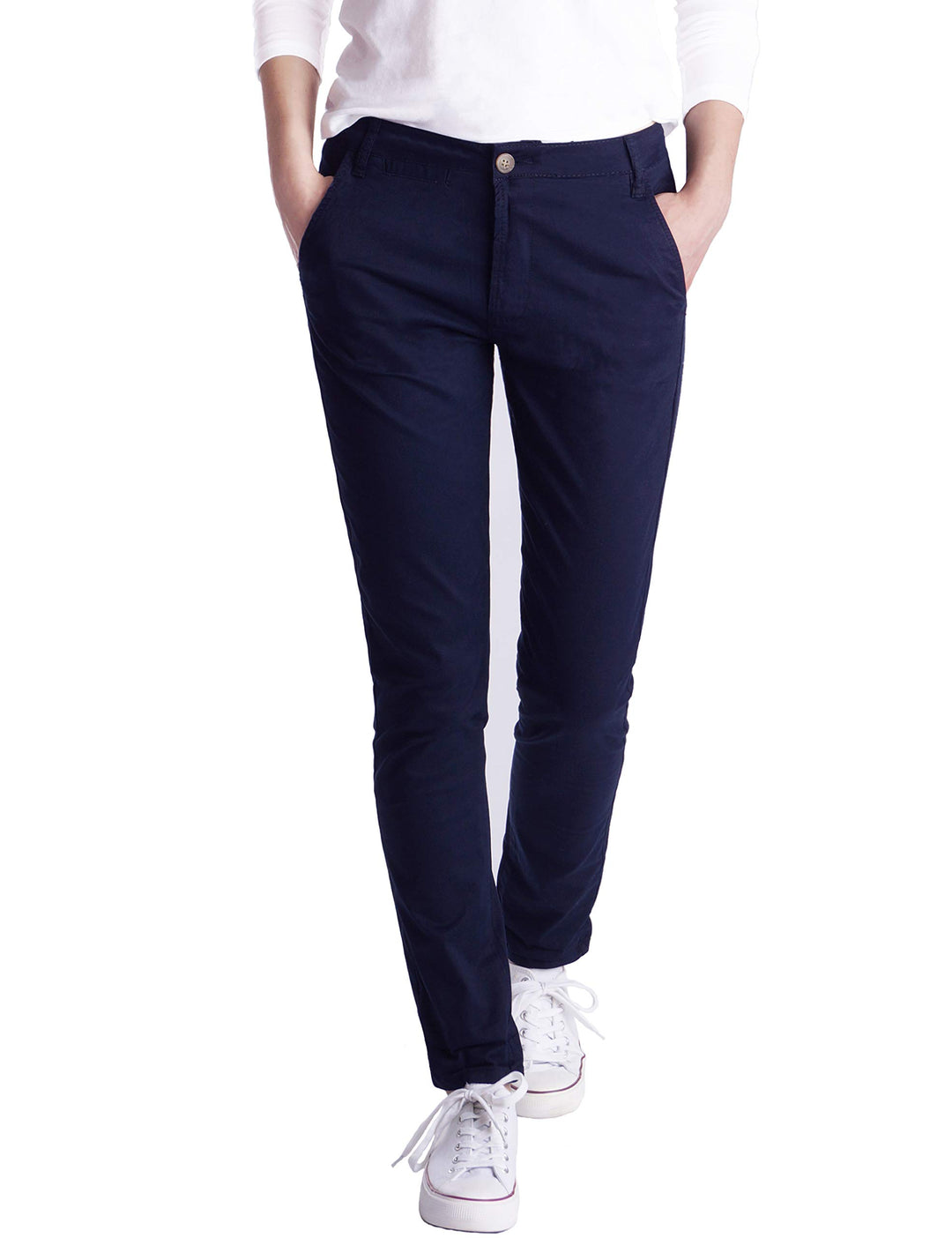 Fraternel Chino Damenhose Stoffhose normal Waist, Dunkelblau