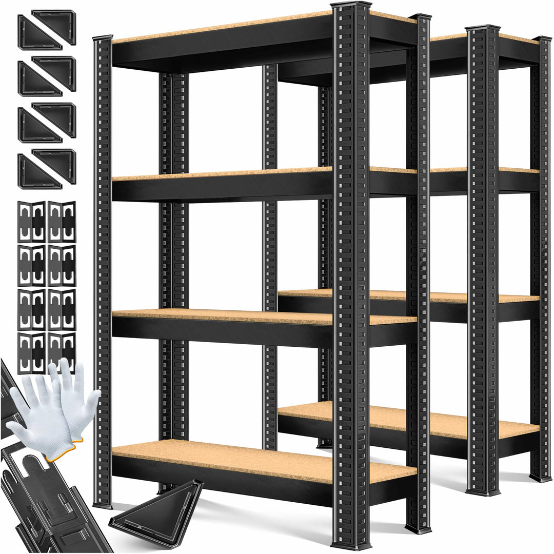 MASKO® 2er-Set Lagerregal Schwerlastregal, Kellerregal, 160 x 80 x 40 cm, bis 700kg belastbar, 4 ver