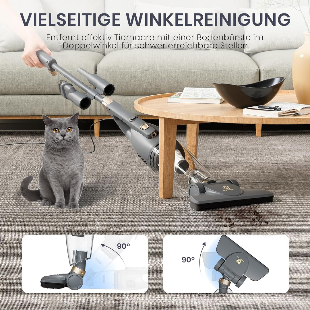Stielstaubsauger mit Kabel 600W 13kPa Starker Staubsauger mit HEPA Filter und 2 in 1 Handstaubsauger