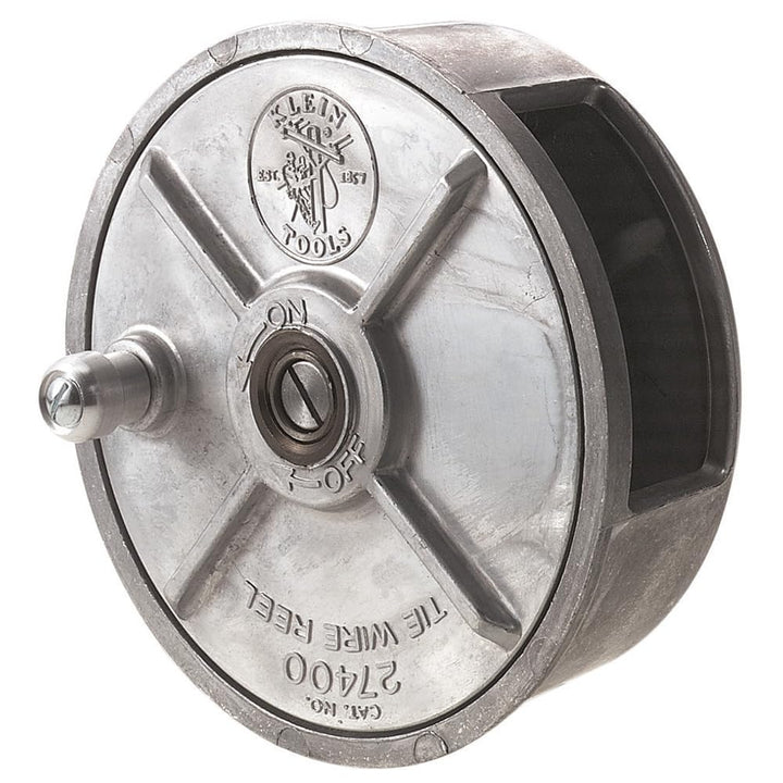 Klein Tools 27400 Tiewire Reel, leichtes Aluminium, Linkshänder und Rechtshänder mit Rücklaufknopf
