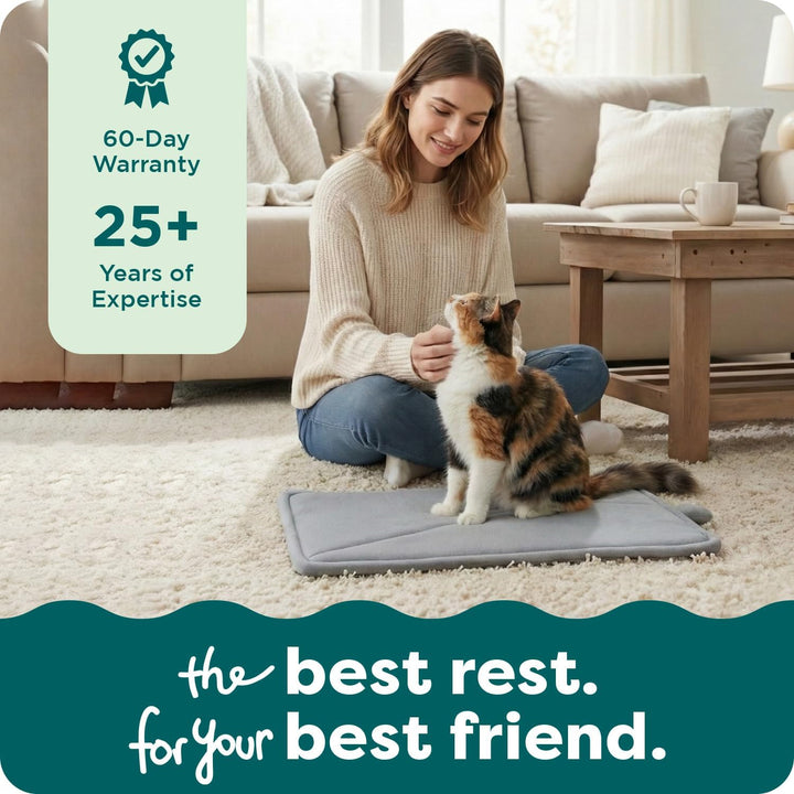 Furhaven Small Cat Bed ThermaNAP Quilted Faux Fur Self-Warming Pad, Washable - Gray, Small Gray L 43