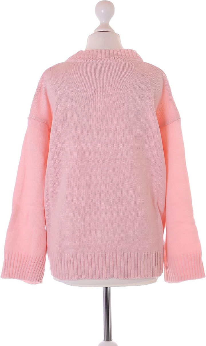 Kawaii-Story TS-317 Rosa Pfirsich Japan Schriftzeichen Stickerei Strick Pullover Pastel