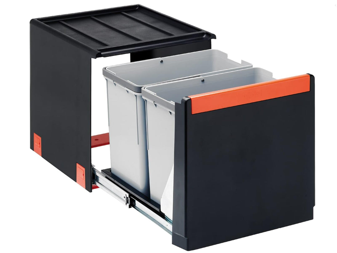 FRANKE Sorter Cube 40 Abfallsorter Abfalleimer Mülleimer Abfallsammler, schwarz, 34,8 x 33,5 x 40,7