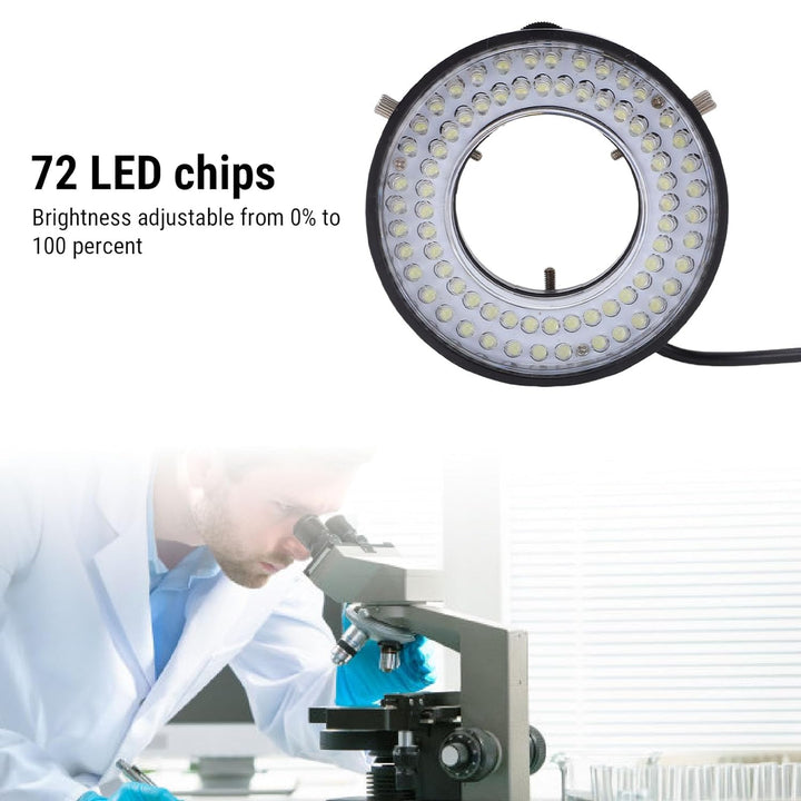 Denash Mikroskop-LED-Ringlicht, 72 LED-Lichtquelle mit Einstellbarer Helligkeit und Helligkeitsregel