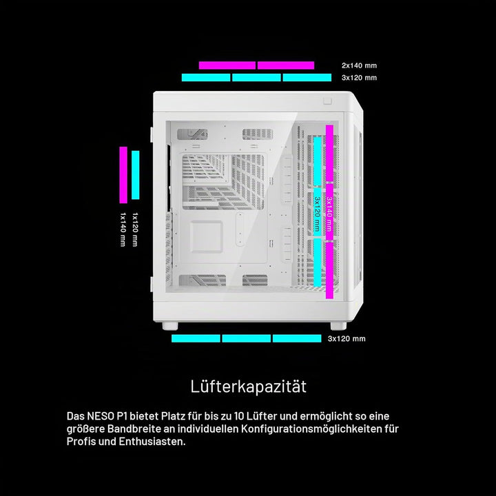 GAMDIAS NESO P1 Dual Chamber Full-Tower EATX Computer Gaming Case, 2 Way Setup Modular Design, Full