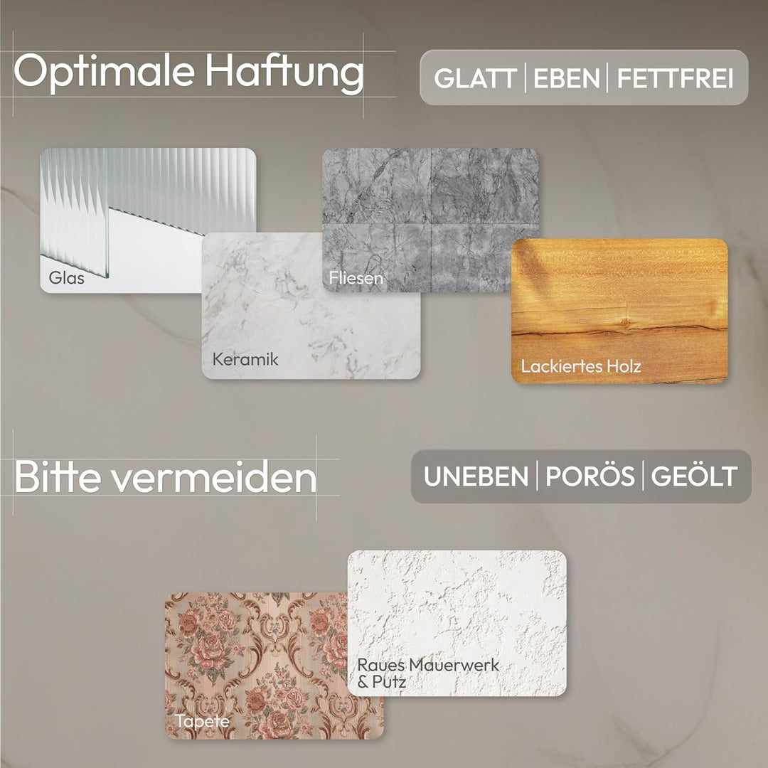 FJORD Flow Premium Duschablage ohne Bohren [Matt Silber] – Design Duschregal mit integriertem Rasier