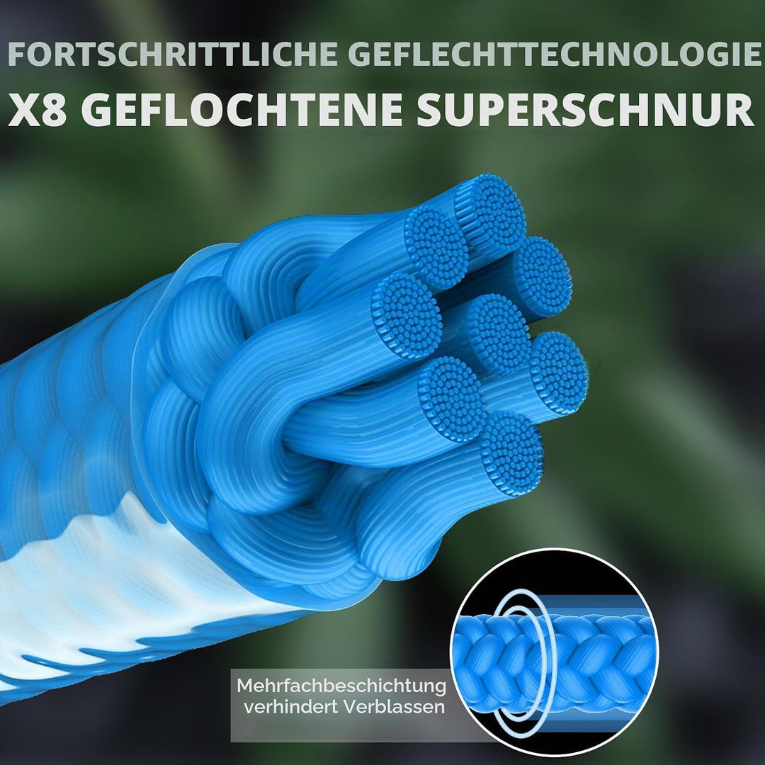 TRUSCEND Geflochtene Angelschnur 8fach, Angelzubehör Angelschnur geflochten glatt und ultradünn, PE