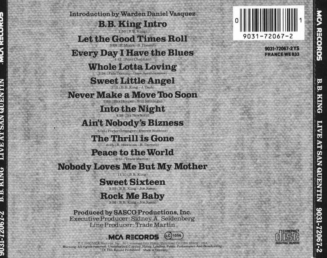 Live at San Quentin, Audio-CD