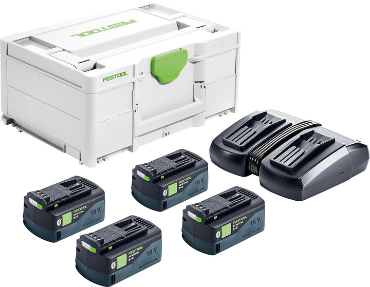 Festool Energie-Set SYS 18V 4x5,2/TCL 6 DUO (mit Akkupacks BP 18 Li 5,2 ASI, Schnellladegerät), im S