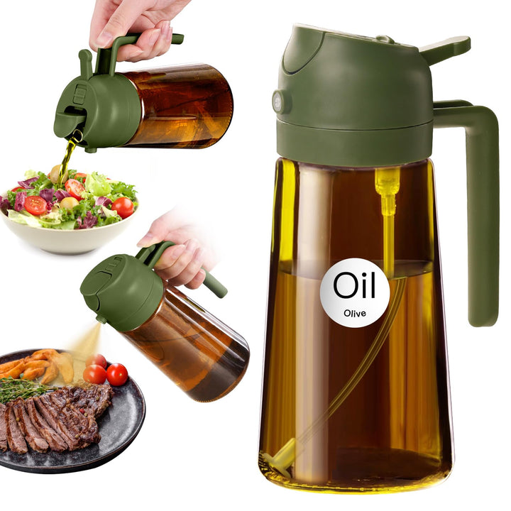 YARRAMATE 470ml Ölsprüher zum Kochen, 2-in-1 UV Schutz ölzerstäuber für die Küche, Bernstein Glasölf