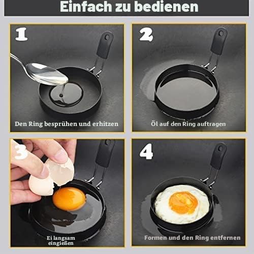 Eierringe, 8 Packungen Edelstahl-Pfannkuchenformen und Eierring-Set, antihaftbeschichtet, runde Eier