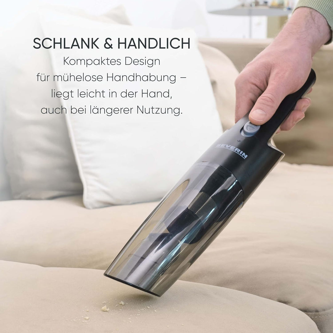 Severin 3-in-1 Handstaubsauger Akku, schlankes Design, bis zu 25 Minuten Laufzeit, 275 ml, Nass- & T