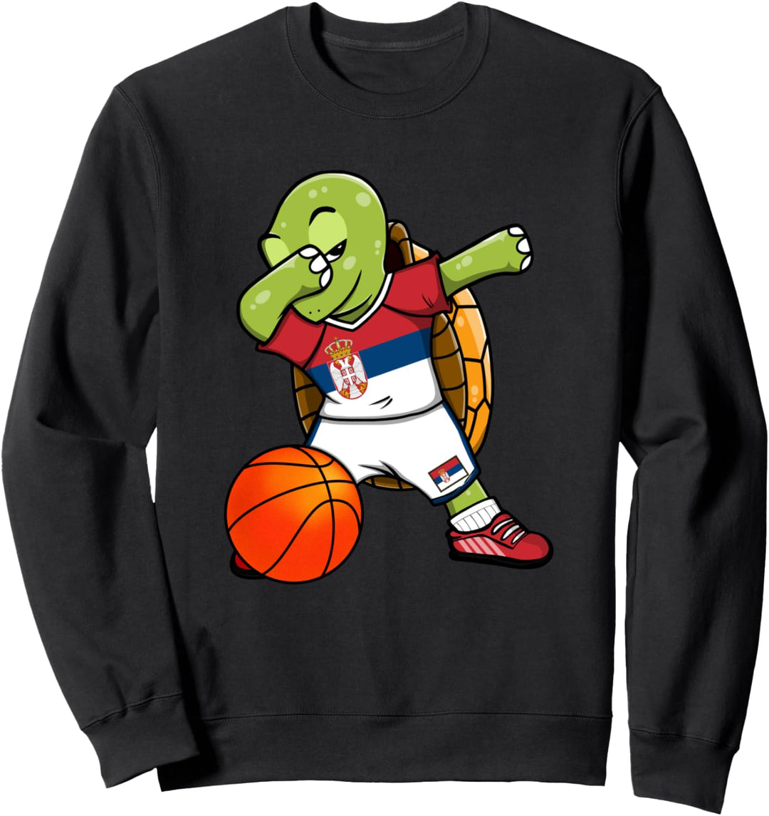 Dabbing Turtle Serbien Trikot Serbien Basketball Fans Sport Sweatshirt