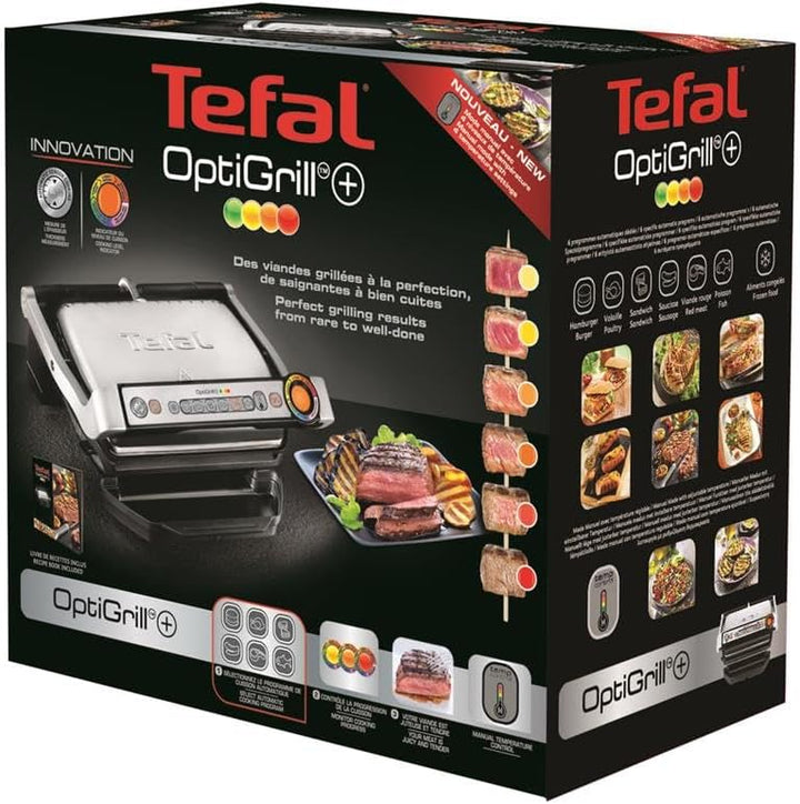 Tefal OptiGrill GC712D34 Kontaktgrill, 6 automatische Programme, Garstufenanzeige, 4 manuelle Temper