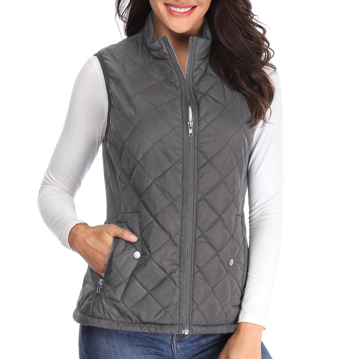 MISS MOLY Damen Weste mit Stehkragen Weste Jacke Winter Warm Ultraleicht Dunkelgrau 38-40, Dunkelgra