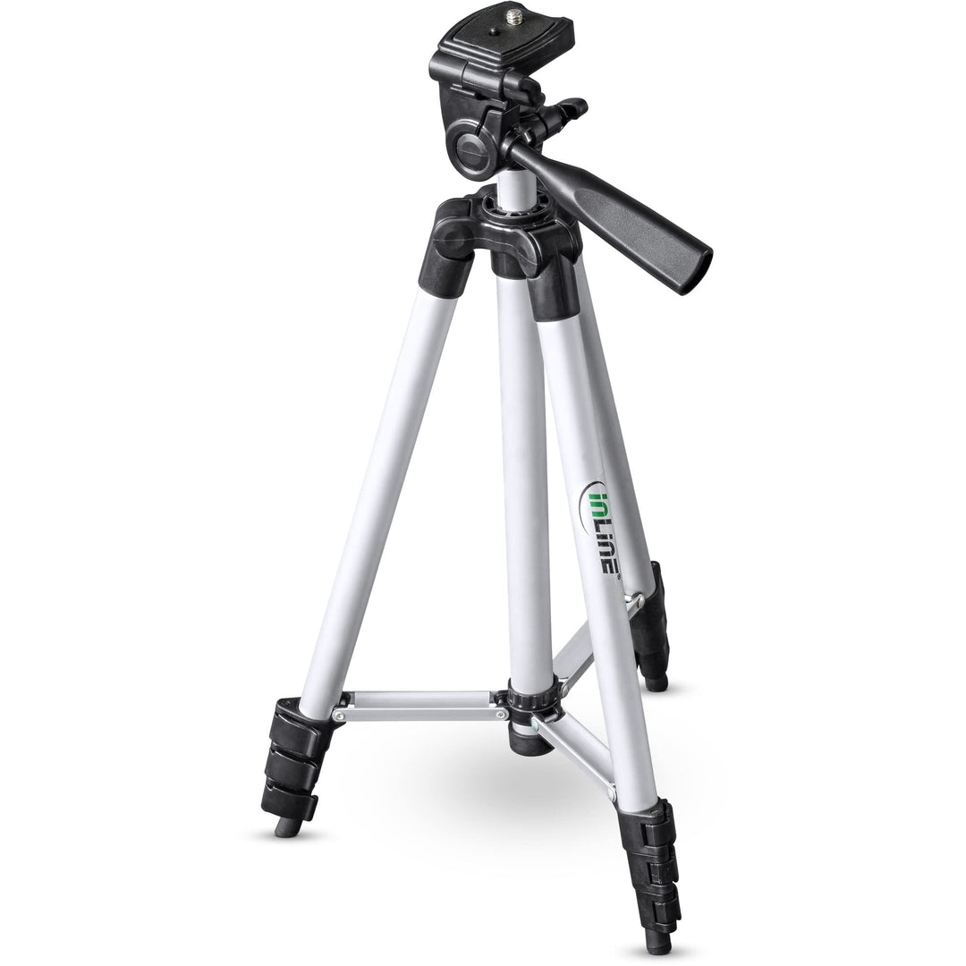 InLine 48002C Stativ für Digitalkameras und Videokameras, Aluminium, Höhe max. 1,30m, schwarz / silb