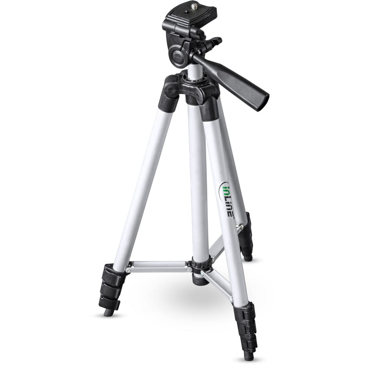 InLine 48002C Stativ für Digitalkameras und Videokameras, Aluminium, Höhe max. 1,30m, schwarz / silb
