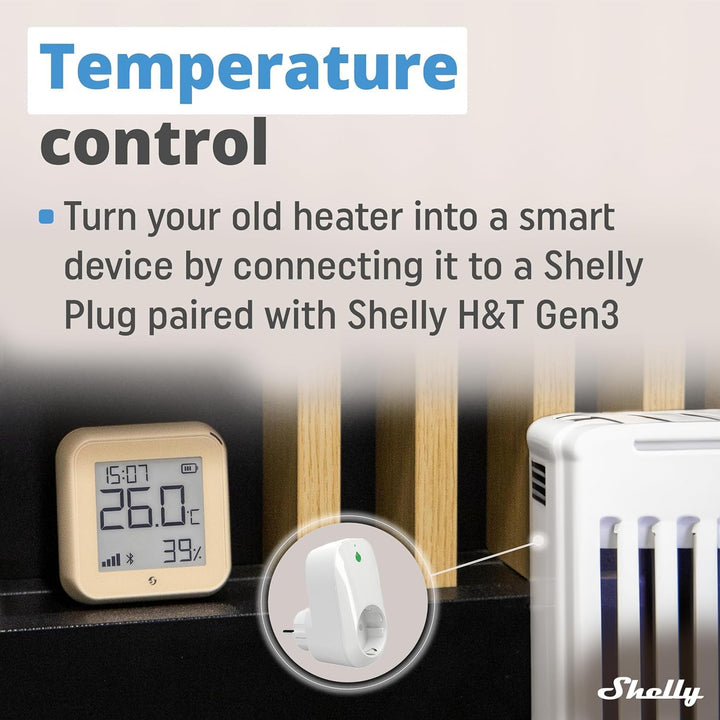 Shelly H&T Gen 3 Mocha | 2er Pack |Wi-Fi und Bluetooth Temperatur&Luftfeuchtigkeitssensor | Hausauto