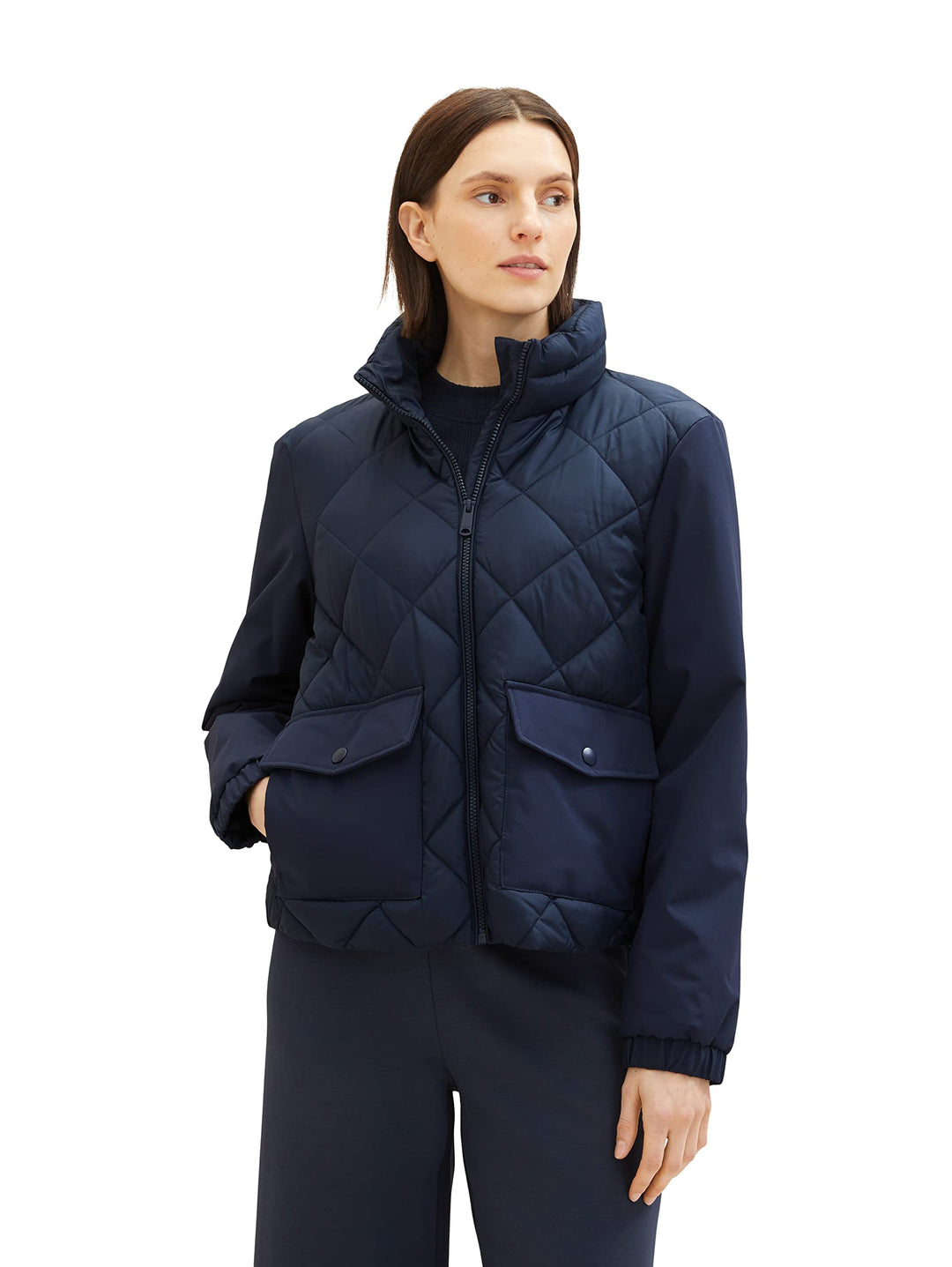 TOM TAILOR Damen Steppjacke mit Stehkragen & Taschen XL 10668 - Sky Captain Blue, XL 10668 - Sky Cap