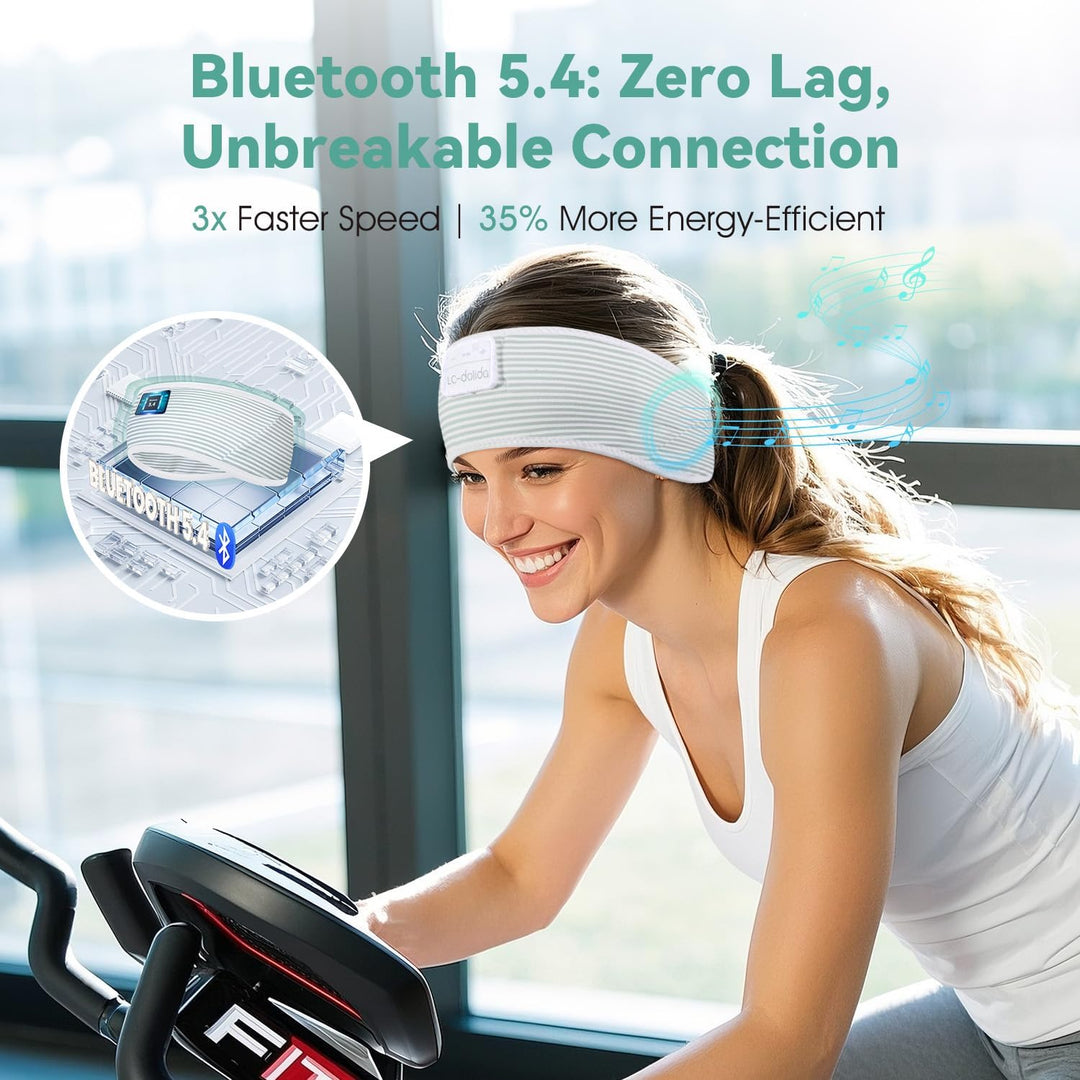 LC-dolida Schlafkopfhörer Ultra-Soft Bluetooth-Stirnband mit 4-Wege Stretch & No-Slip Yoga Stirnband