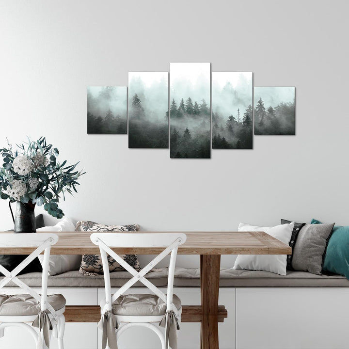 Runa Art Wandbilder Wald Natur 5 Teilig Bild auf Vlies Leinwand Deko Wohnzimmer Schlafzimmer Panoram