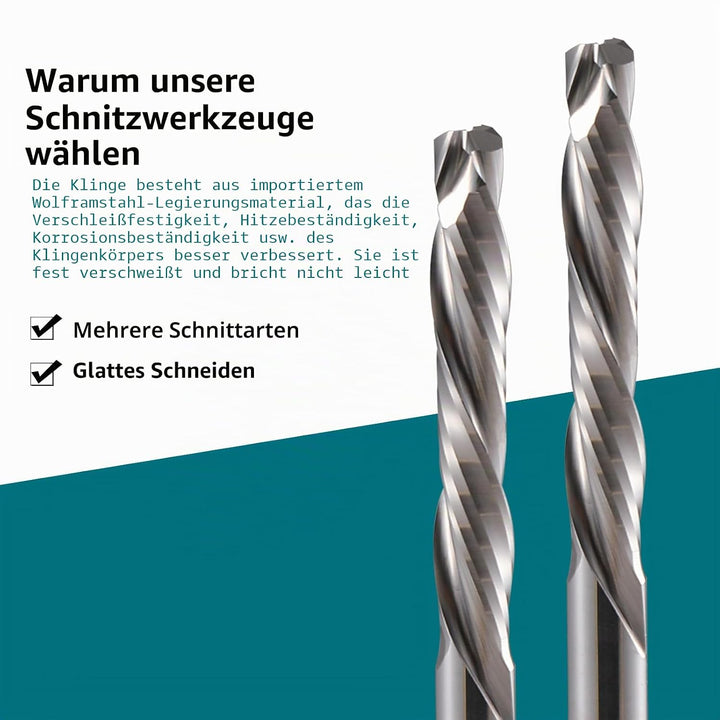 6mm Schaft Downcut CNC Fräser Schaftfräser 2 Stücke, 2-Flöte Spiralnutfräser 25mm Schnittlänge CNC B