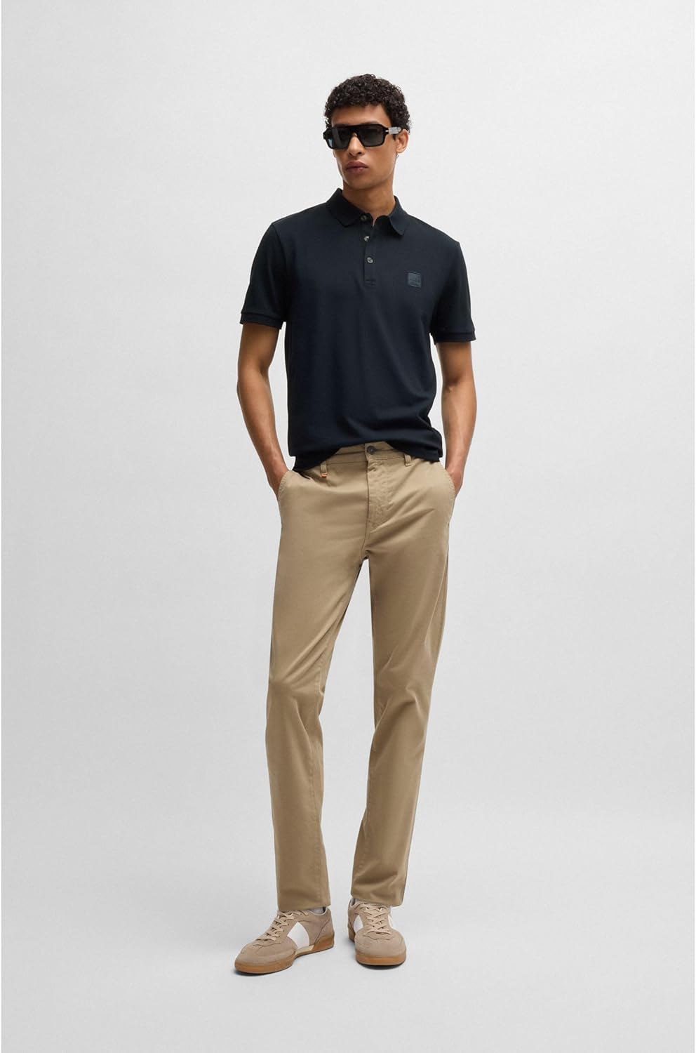 BOSS Herren Passenger Slim-Fit Poloshirt aus Stretch-Baumwolle mit Logo-Aufnäher Dunkelblau M