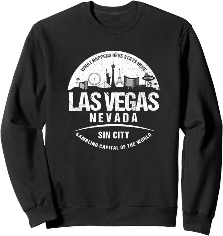 Las Vegas Grunge Art Cityscape Skyline Vacation Souvenir Sweatshirt
