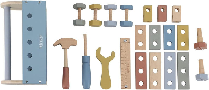 Little Dutch 2544 Holz Kinder Werkzeugkasten 22-teilig - blau