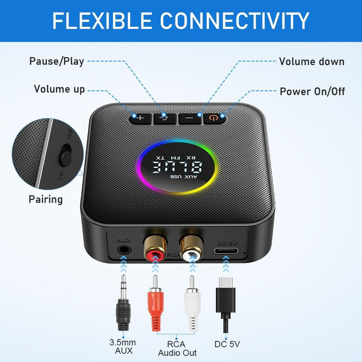 AXFEE Bluetooth 5.4 HiFi Empfänge, 2-in-1 Bluetooth 5.4 Sender &amp; Empfänger, für Musik-Streaming-Soun