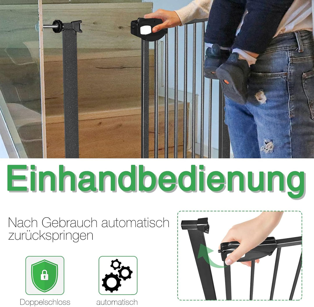 XMTECH Türschutzgitter Ohne Bohren Treppengitter für Kinder 95-105cm breit，Auto-Close Baby Türgitter
