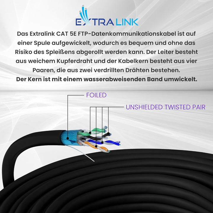 EXTRALINK CAT 5E FTP F/UTP mit Gel Outdoor Ethernet Kabel 305 METER Extern Twisted Pair Internet Kab
