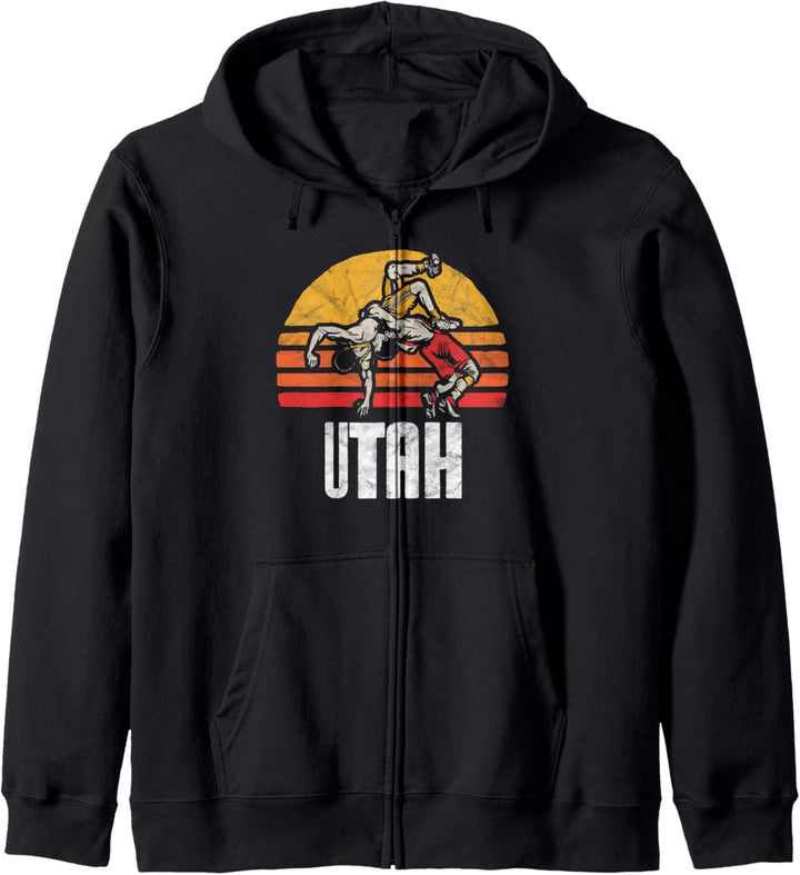 Utah Vintage Wrestling Retro Wrestlers and Sun Graphic Kapuzenjacke